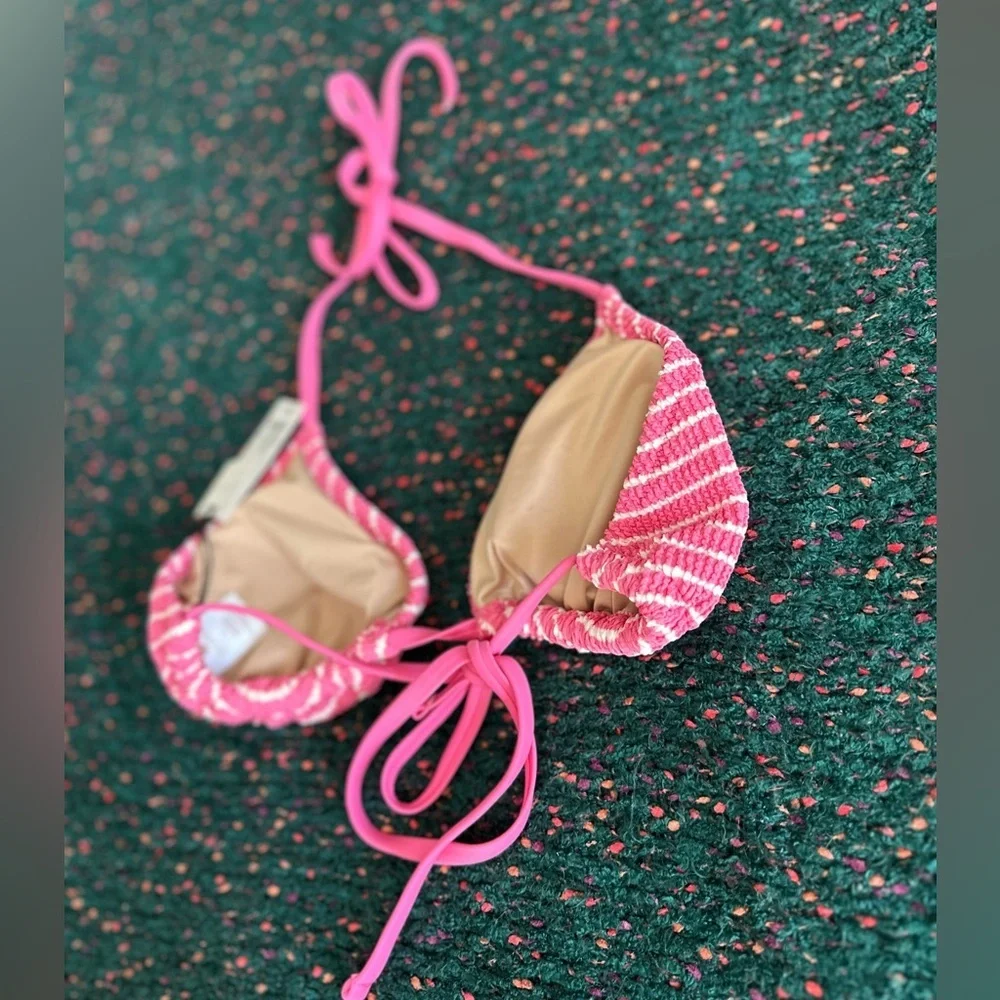 ‼️RARE‼️🎸Shade & Shore🎸🔥NWT🔥Pink/White Striped Bikini Top— M